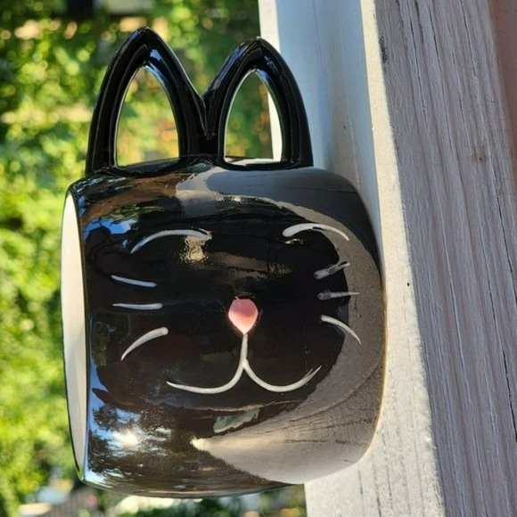 Black‎ Kitty Cat Ceramic Coffee Mug 16 oz - Picture 4 of 9